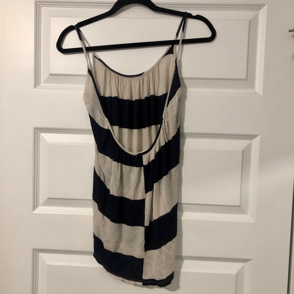 Lightweight Navy and Cream Stripe Open Back Tank